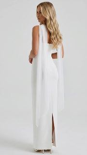 Francisca Bandage Mesh Sash Maxi Dress White view 3