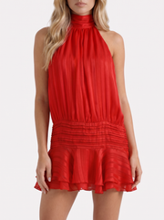 Freya Ruffle Mini Dress Red view 6