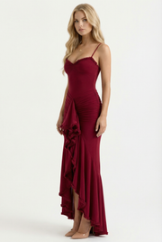 Gabbi Ruffle Maxi Dress Burgundy view 3