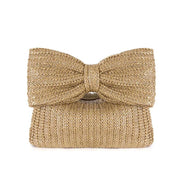 Gaby Boho Woven Bow Clutch Party Bag Brown view 2