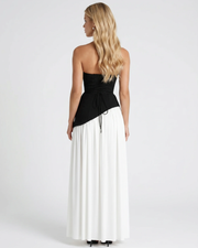 Genevieve Strapless Asymmetric Maxi Dress Black & White view 3