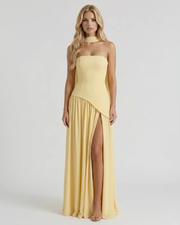Genevieve Strapless Asymmetric Maxi Dress Yellow view 1