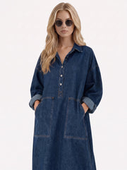 Goldie Denim Maxi Dress Blue view 2