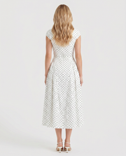 Greer Polka Dot Midi Dress White view 5