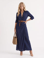 Hadley Collared Maxi Dress Navy view 3