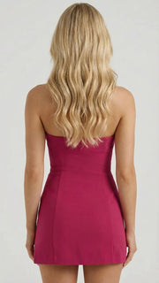 Hailey Strapless Rose Mini Dress Hot Pink view 4