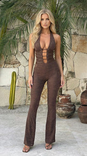 Harper Corset Jumpsuit Brown view 5