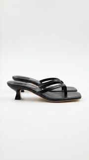 Ieza Strappy Kitten Heel Mule Sandals Black view 1