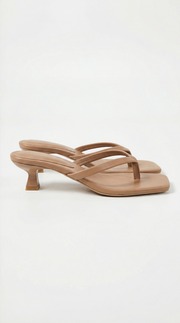 Ieza Strappy Kitten Heel Mule Sandals Tan view 1