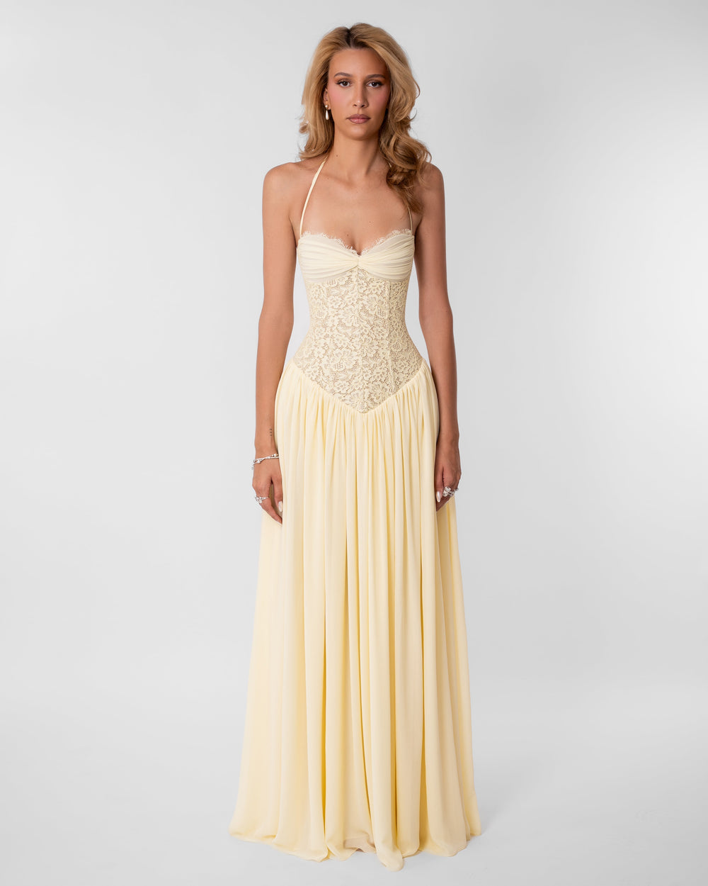 Isabella Lace Maxi Dress Butter Yellow