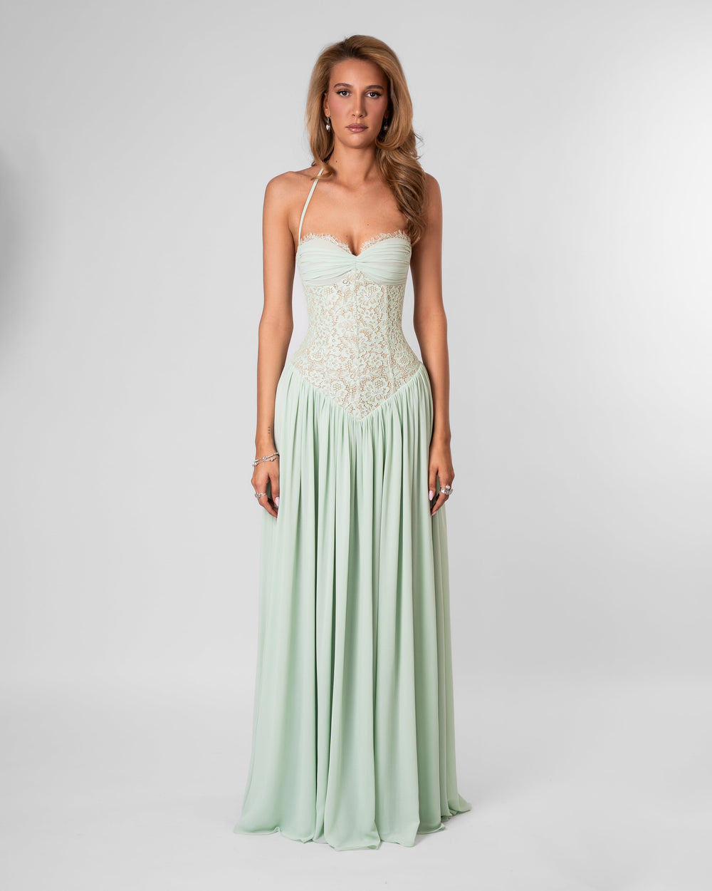 Isabella Lace Maxi Dress Mint