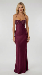 Jade Sequin Maxi Dress Burgundy view 1