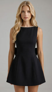 Jocelyn Backless Pearl Mini Dress Black view 5
