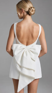 Jocelyn Backless Pearl Mini Dress White view 6