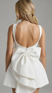 Jocelyn Backless Pearl Mini Dress White view 1