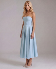 Juliana Strapless Midi Dress Blue view 4