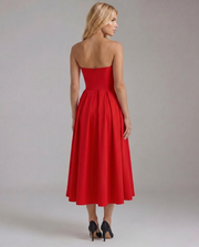 Juliana Strapless Midi Dress Red view 2