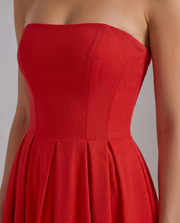 Juliana Strapless Midi Dress Red view 5
