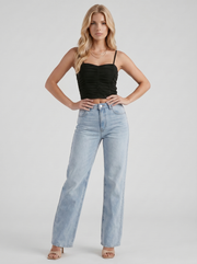 Kaja High Rise Wide Leg Denim Jeans Light Blue view 3