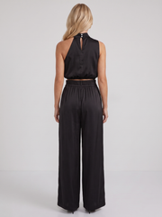 Kassia Satin Halter Pants Set Black view 5