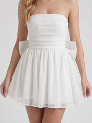 Katrina Strapless Sequin Sparkle Mini Dress Ivory view 6
