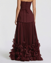 Katy Rosette Maxi Dress Burgundy view 5
