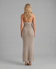 Kyla Crochet Halter Maxi Dress Grey view 4