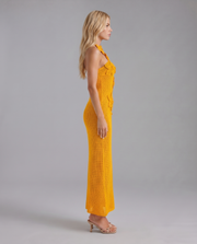 Kyla Crochet Halter Maxi Dress Orange view 3