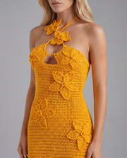 Kyla Crochet Halter Maxi Dress Orange view 5