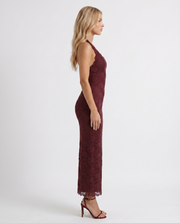 Liliana Scallop Maxi Dress Burgundy view 4