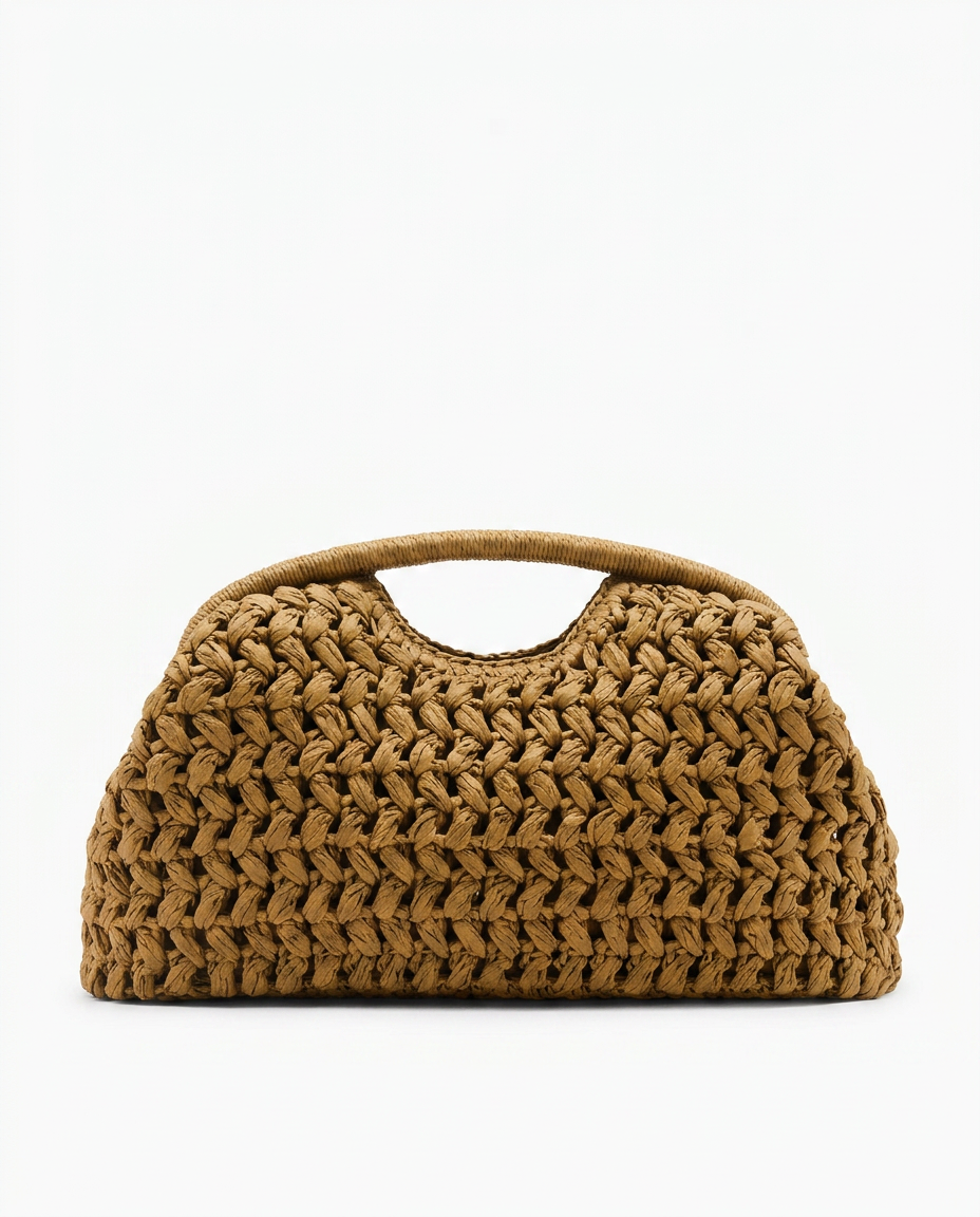 Lio Woven Raffia Clutch Boho Beach Purse Yellow