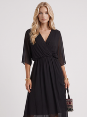 Lucienne Wrap Midi Dress Black view 2