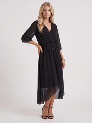 Lucienne Wrap Midi Dress Black view 3