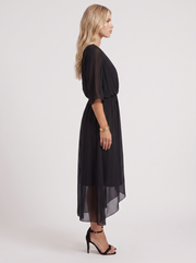 Lucienne Wrap Midi Dress Black view 4