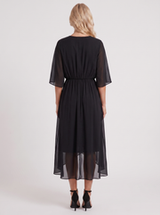 Lucienne Wrap Midi Dress Black view 5