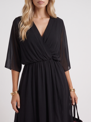 Lucienne Wrap Midi Dress Black view 6