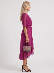 Lucienne Wrap Midi Dress Dark Purple view 4