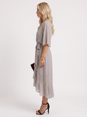 Lucienne Wrap Midi Dress Grey view 4