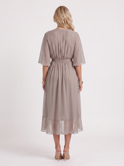 Lucienne Wrap Midi Dress Grey view 5