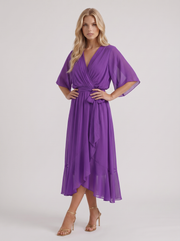 Lucienne Wrap Midi Dress Purple view 3