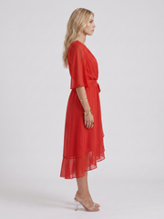 Lucienne Wrap Midi Dress Red view 4