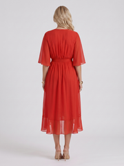 Lucienne Wrap Midi Dress Red view 5
