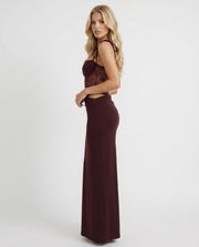 Maren Lace Panel Bodycon Maxi Dress Burgundy view 2