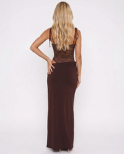 Maren Lace Panel Bodycon Maxi Dress Burgundy view 3