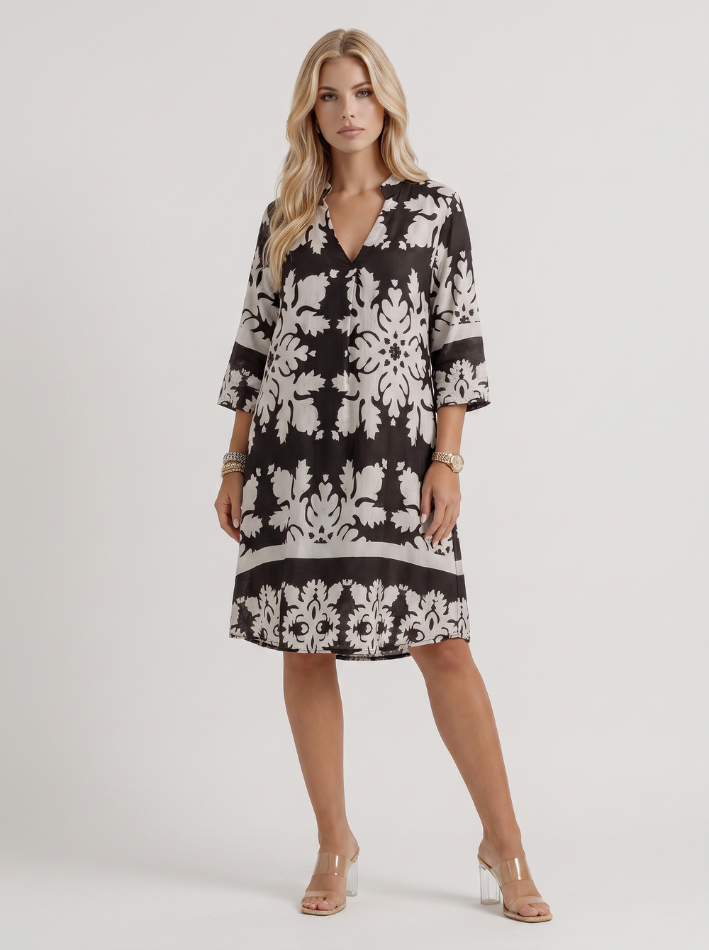 Marije Floral Midi Dress Black