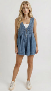 Mia Denim Tie Mini Dress Blue view 2