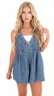 Mia Denim Tie Mini Dress Blue view 3