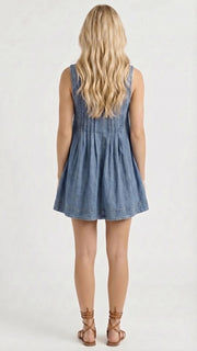 Mia Denim Tie Mini Dress Blue view 5