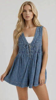 Mia Denim Tie Mini Dress Blue view 1