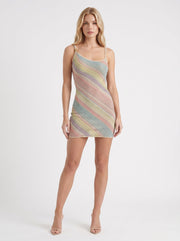 Mila Spaghetti Strap Striped Knit Mini Dress Pastel view 1